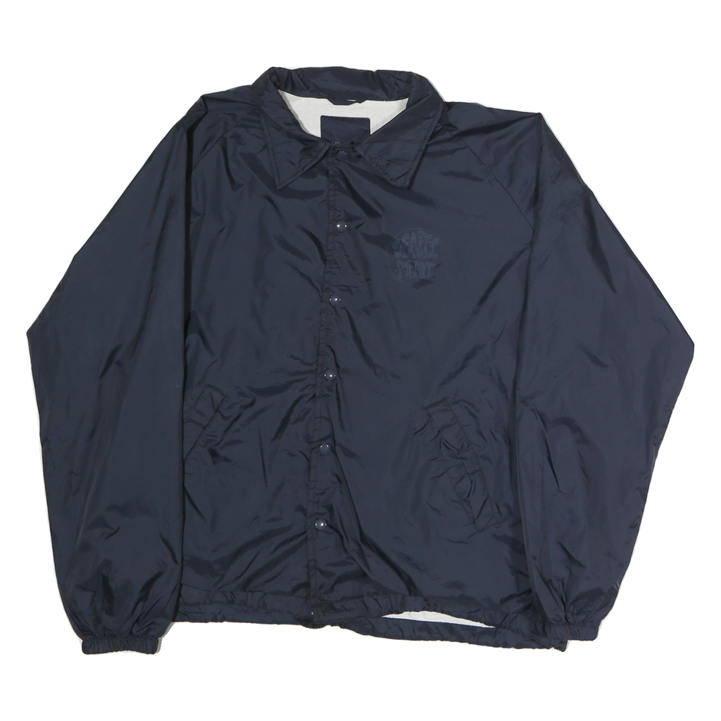 LANDMARK Mens Navy Blue Classic Jacket L Polyester Plain Button Closure