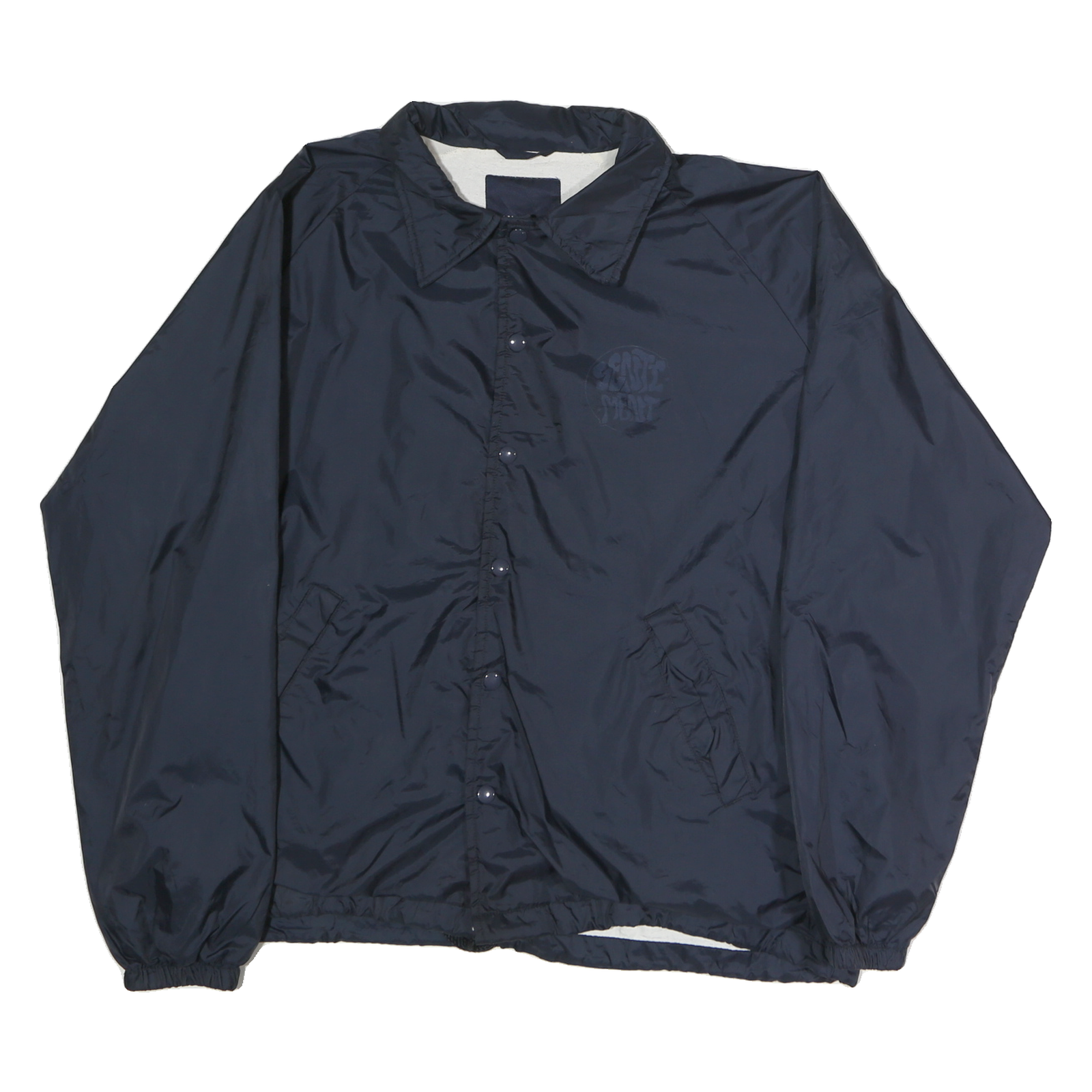 LANDMARK Mens Navy Blue Classic Jacket L Polyester Plain Button Closure