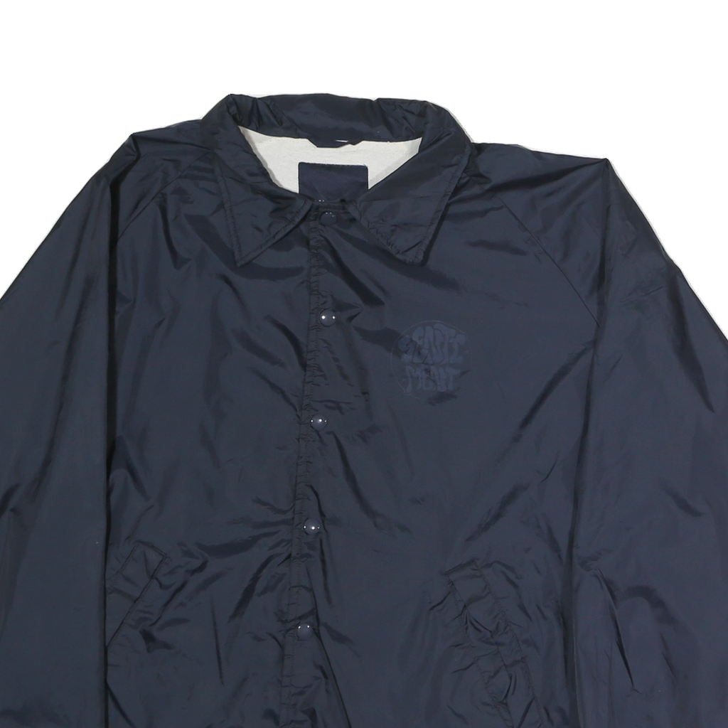 LANDMARK Mens Navy Blue Classic Jacket L Polyester Plain Button Closure