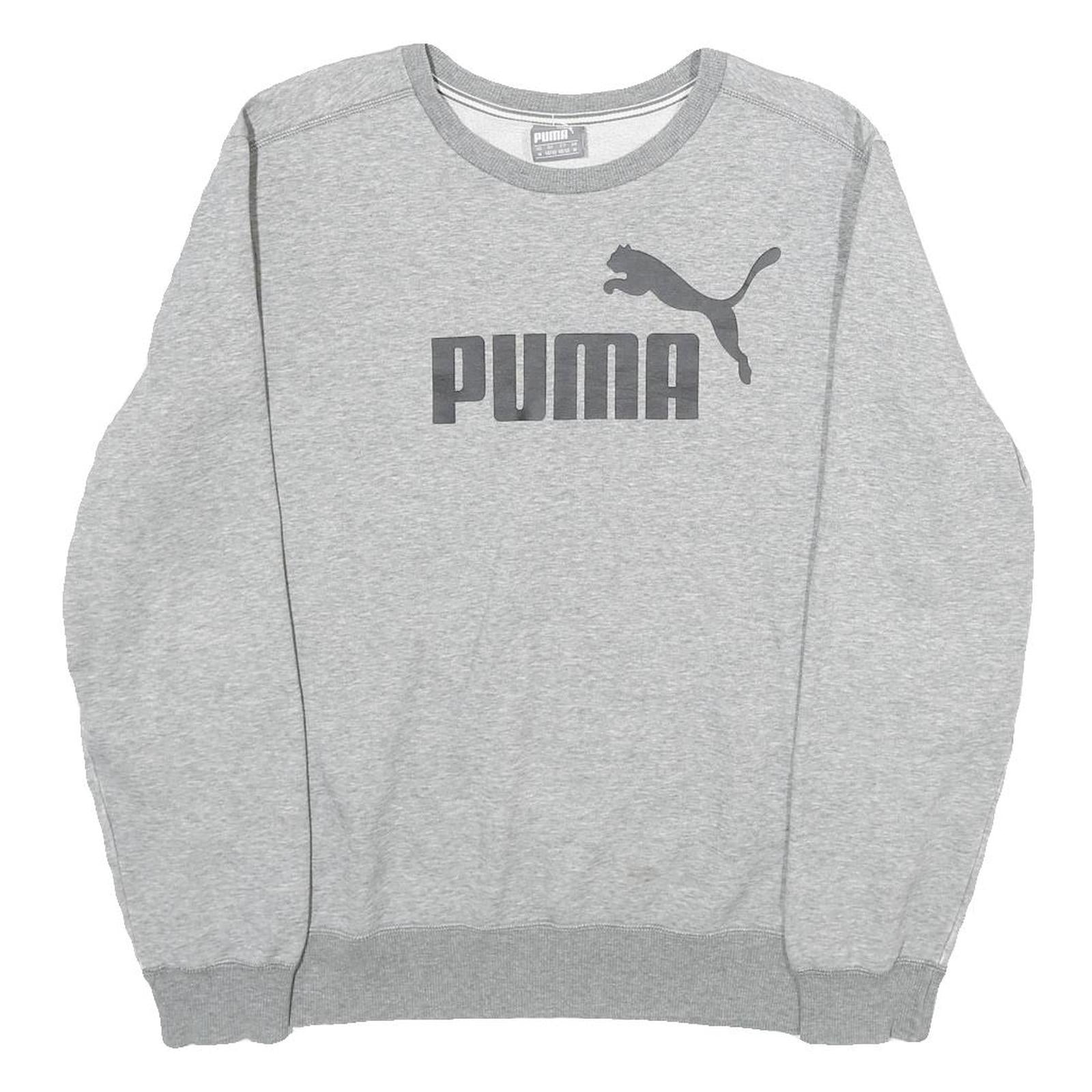 PUMA Mens Grey Cotton Blend Crew Neck M Sweatshirt Logo Print Casual