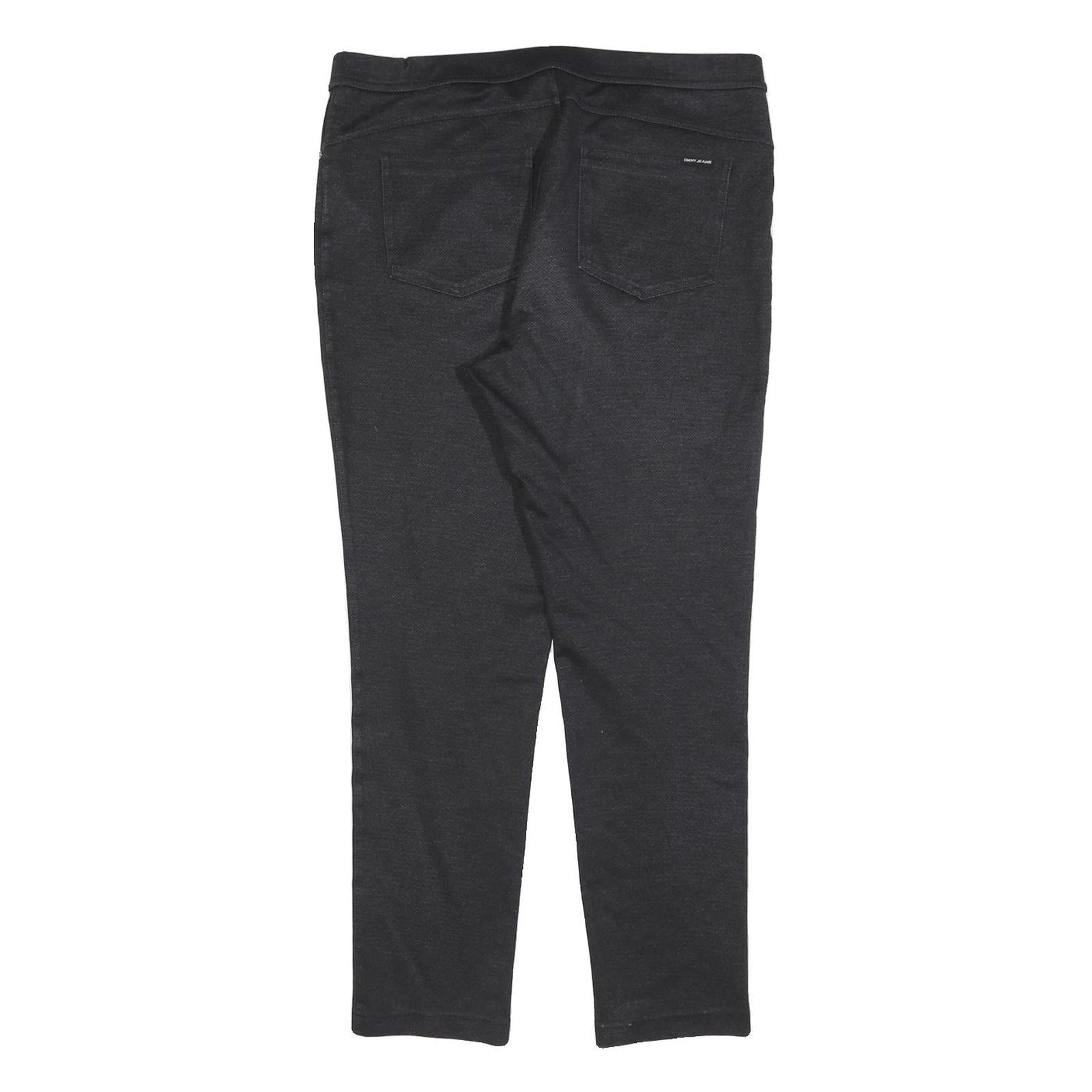 DKNY Womens Cotton Blend Black Slim Straight Trousers W34 L28 Stylish Comfort