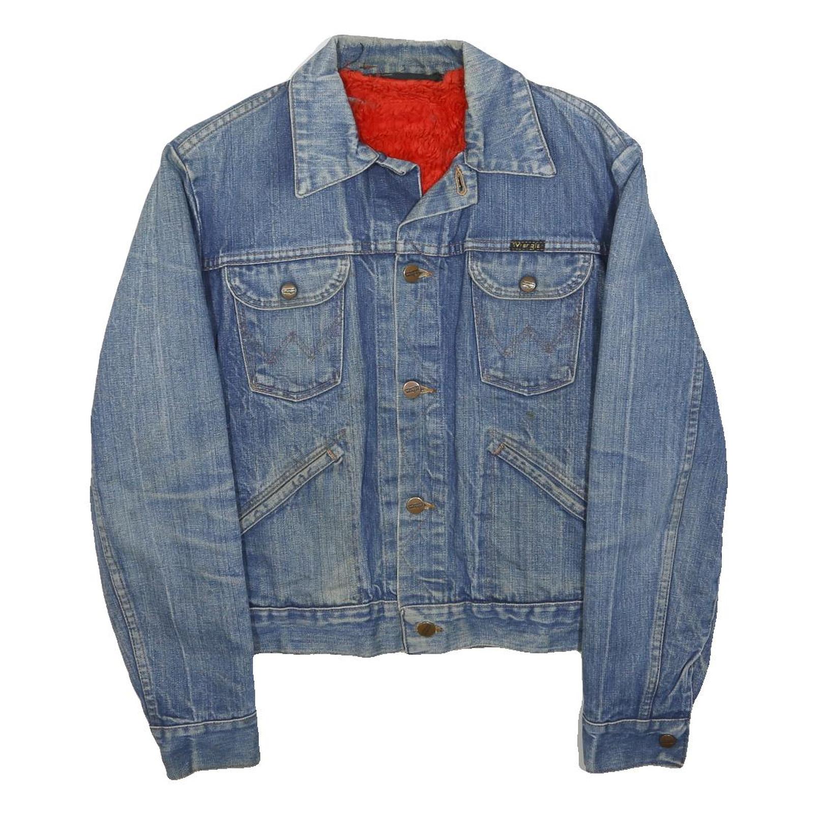 WRANGLER Womens Blue Denim Jacket S Down Button Closure Classic Fit Warm
