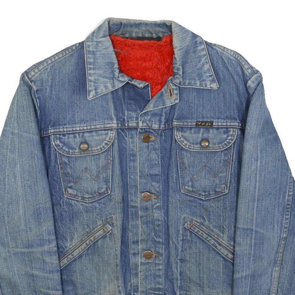WRANGLER Womens Blue Denim Jacket S Down Button Closure Classic Fit Warm