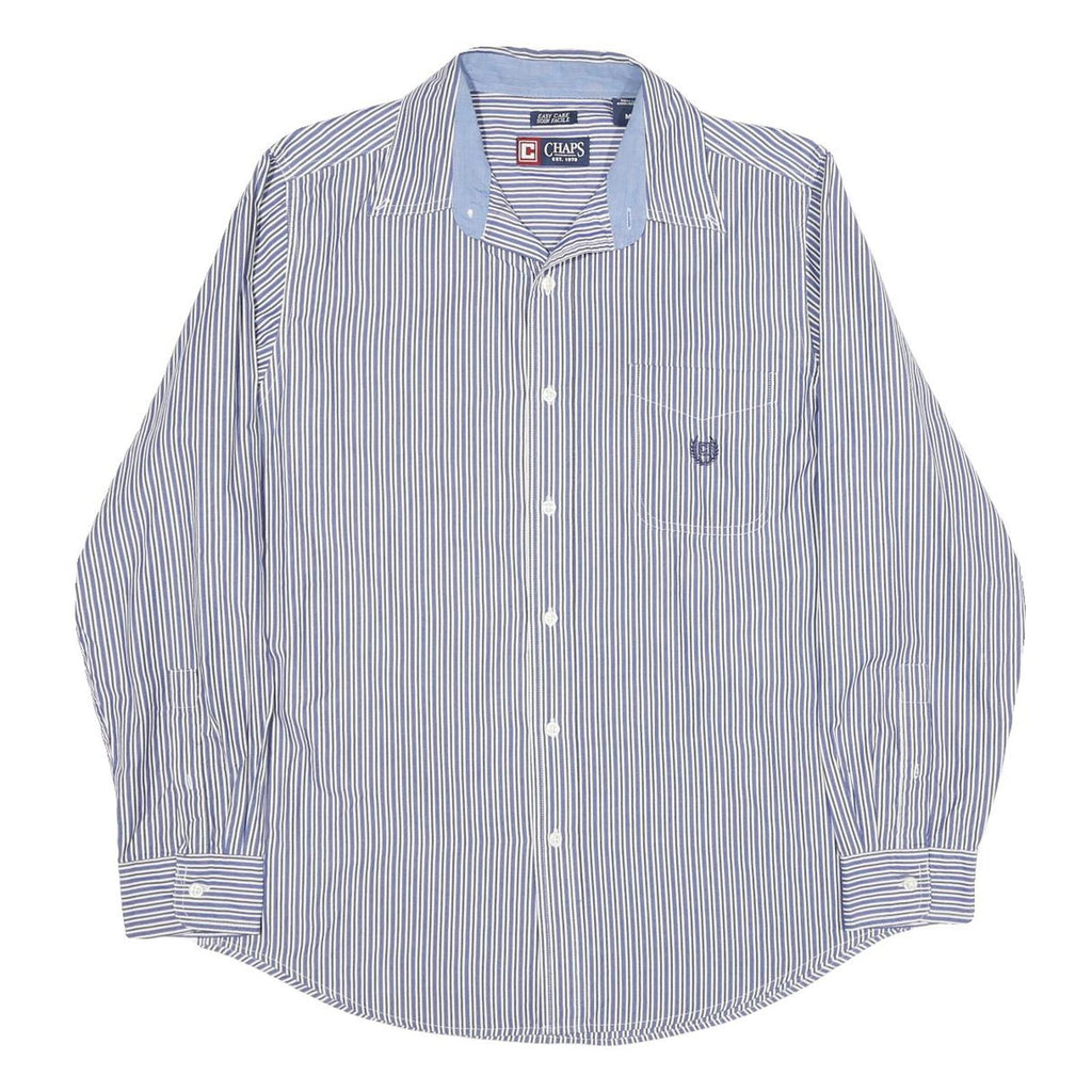 CHAPS Mens Blue & White Striped Cotton Shirt M Classic Button Down