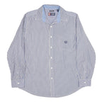 CHAPS Mens Blue & White Striped Cotton Shirt M Classic Button Down