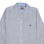 CHAPS Mens Blue & White Striped Cotton Shirt M Classic Button Down