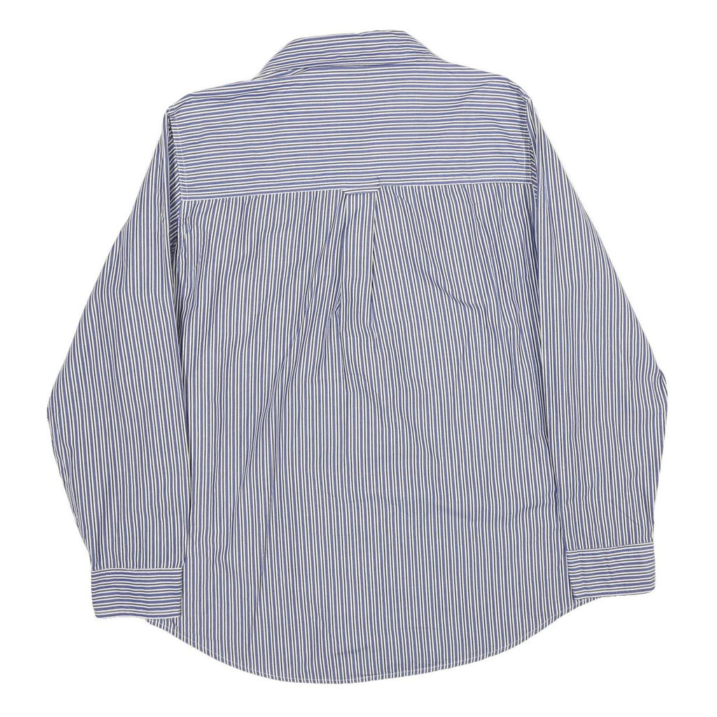 CHAPS Mens Blue & White Striped Cotton Shirt M Classic Button Down