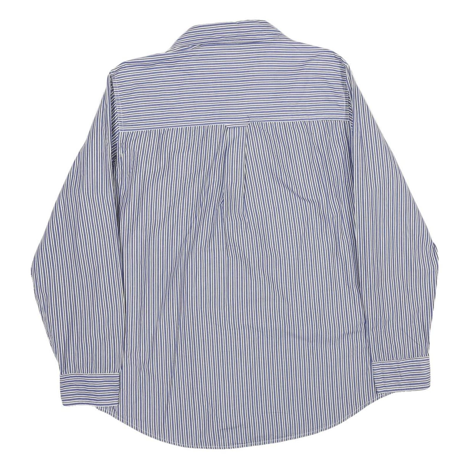 CHAPS Mens Blue & White Striped Cotton Shirt M Classic Button Down