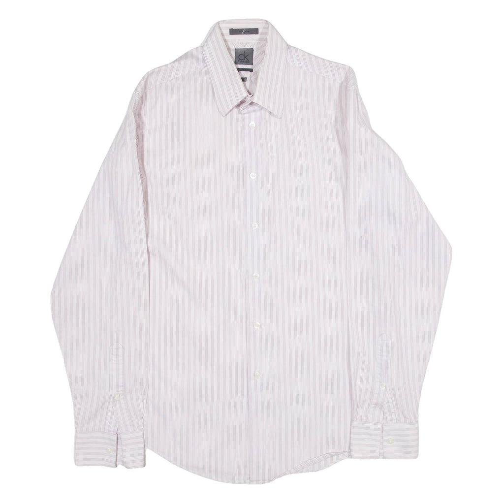 CALVIN KLEIN Slim Fit Mens Shirt Purple Striped Long Sleeve M