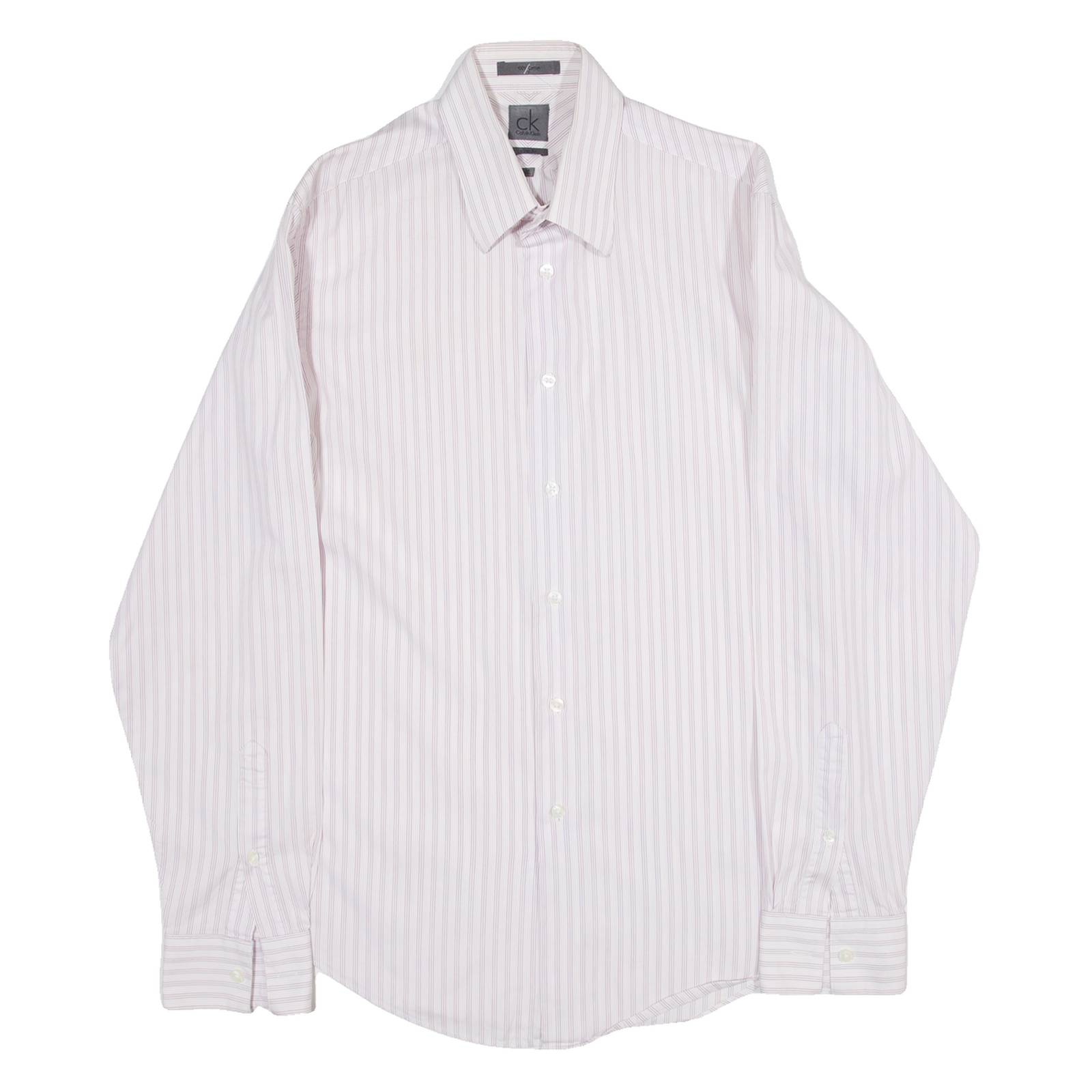CALVIN KLEIN Slim Fit Mens Shirt Purple Striped Long Sleeve M