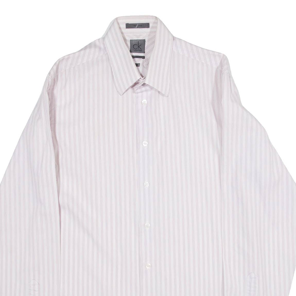CALVIN KLEIN Slim Fit Mens Shirt Purple Striped Long Sleeve M