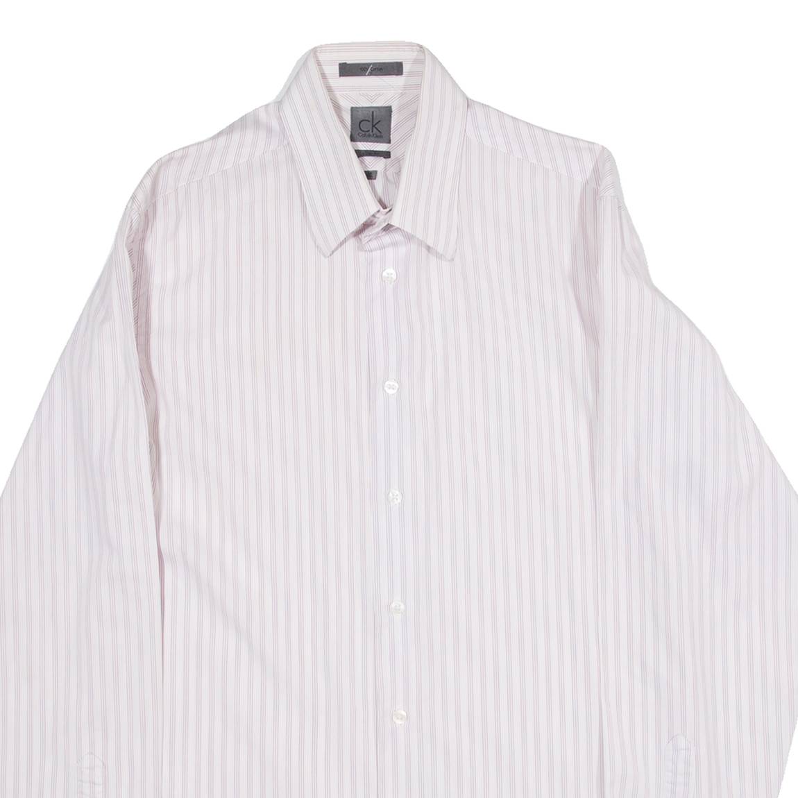 CALVIN KLEIN Slim Fit Mens Shirt Purple Striped Long Sleeve M