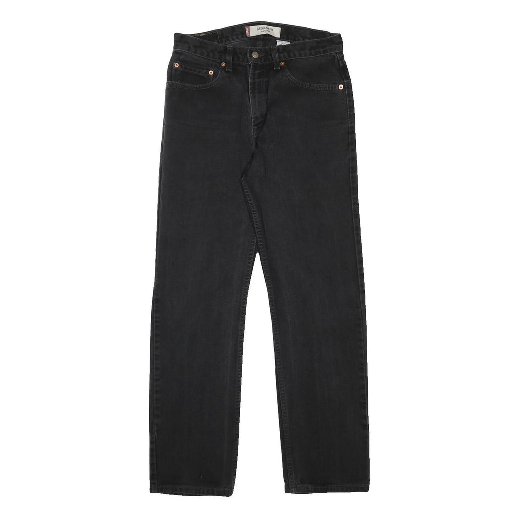 LEVI'S 505 Mens Jeans Black Regular Straight Denim W32 L31 Button Closure