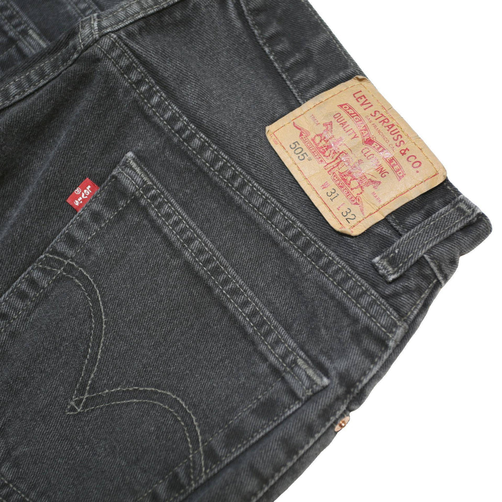 LEVI'S 505 Mens Jeans Black Regular Straight Denim W32 L31 Button Closure