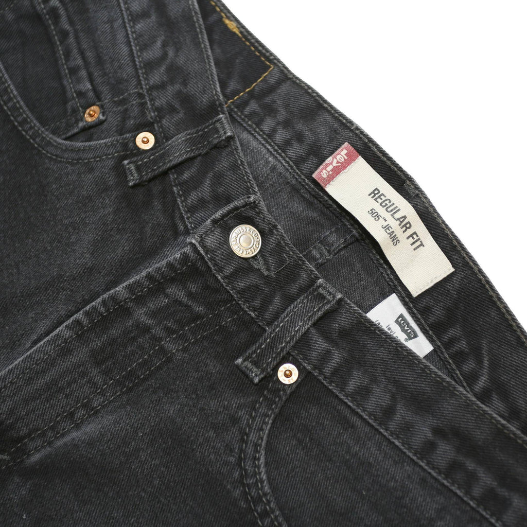 LEVI'S 505 Mens Jeans Black Regular Straight Denim W32 L31 Button Closure