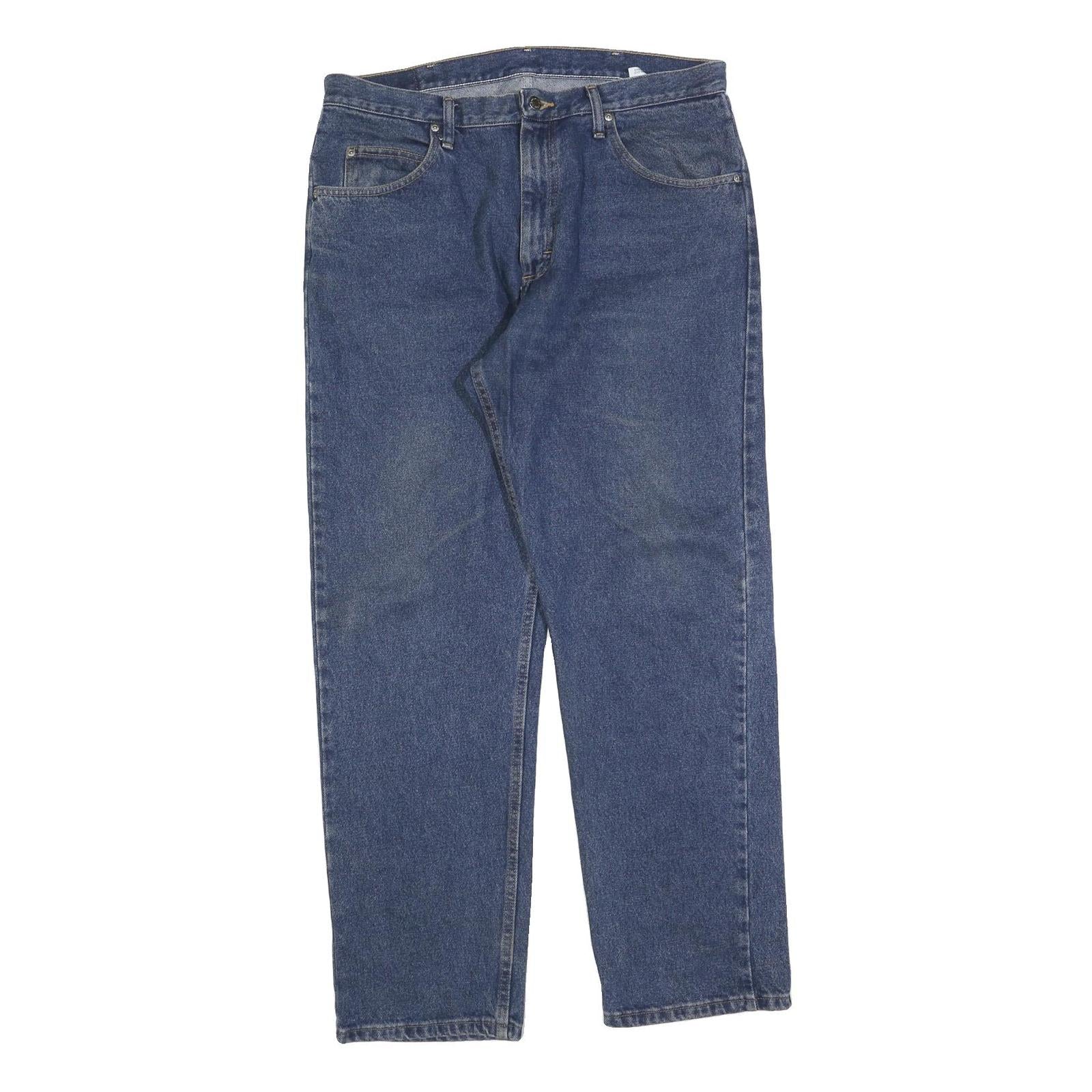 WRANGLER Mens Blue Relaxed Straight Denim Medium W36 L32 Casual Zip Jeans