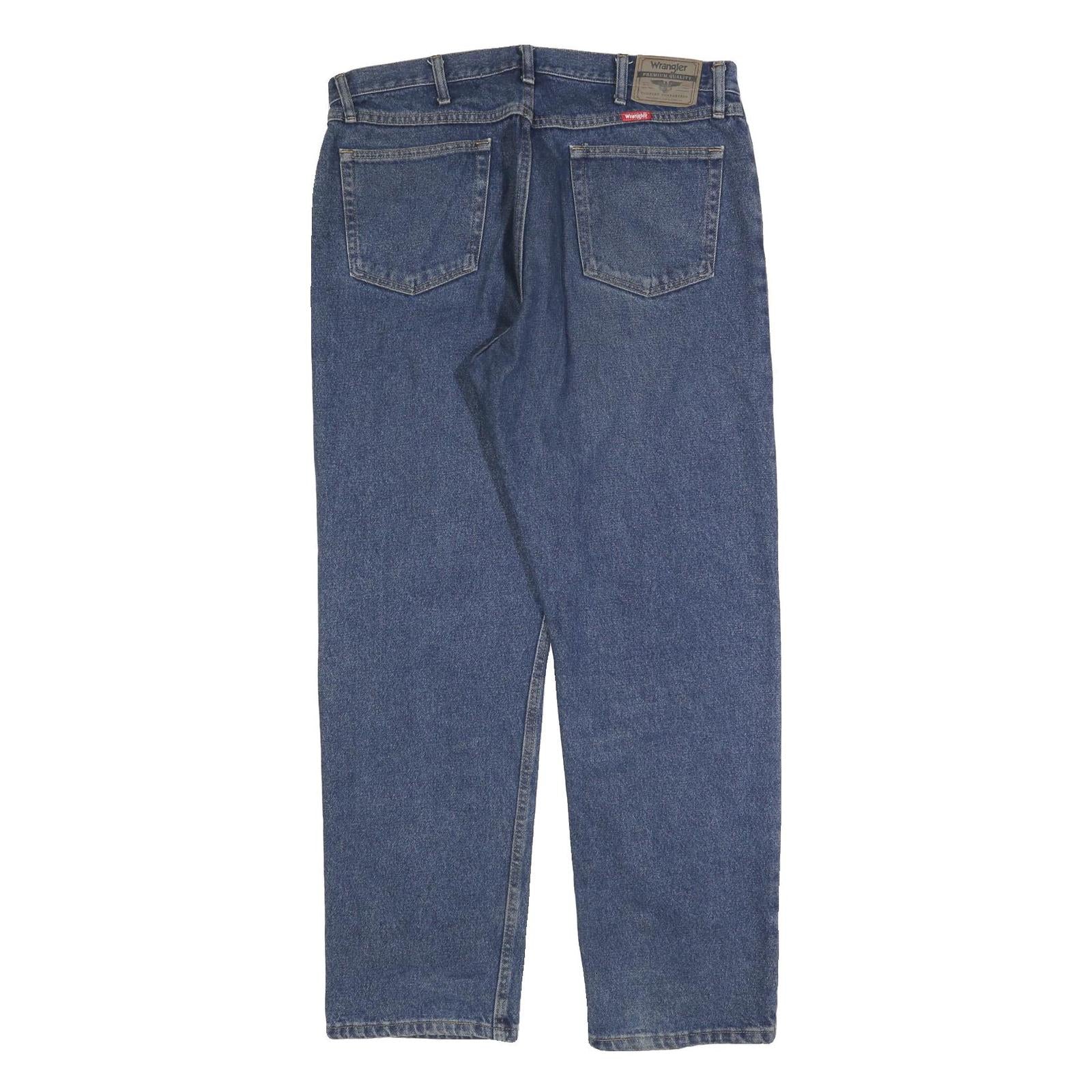 WRANGLER Mens Blue Relaxed Straight Denim Medium W36 L32 Casual Zip Jeans