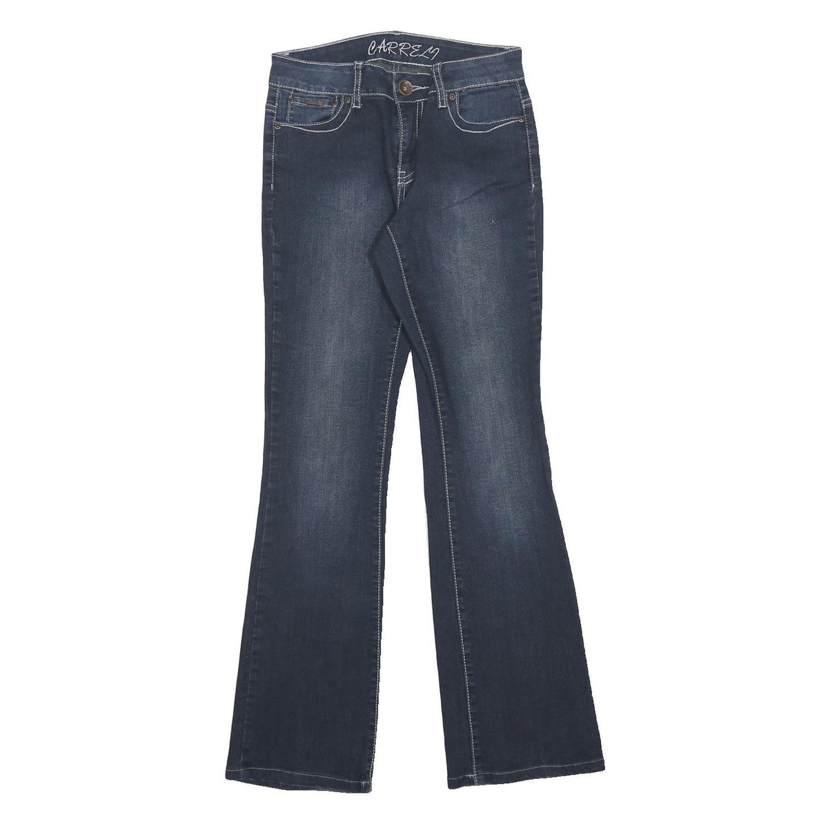 CARRELI Womens Slim Flared Denim Medium Blue W27 L30 Stylish Cotton Blend Zip