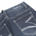 CARRELI Womens Slim Flared Denim Medium Blue W27 L30 Stylish Cotton Blend Zip