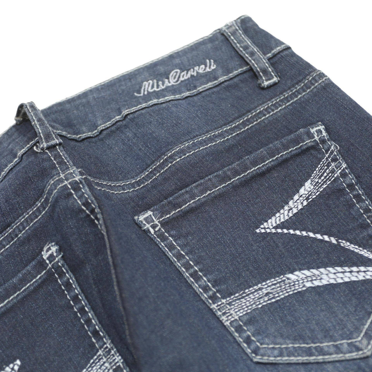 CARRELI Womens Slim Flared Denim Medium Blue W27 L30 Stylish Cotton Blend Zip