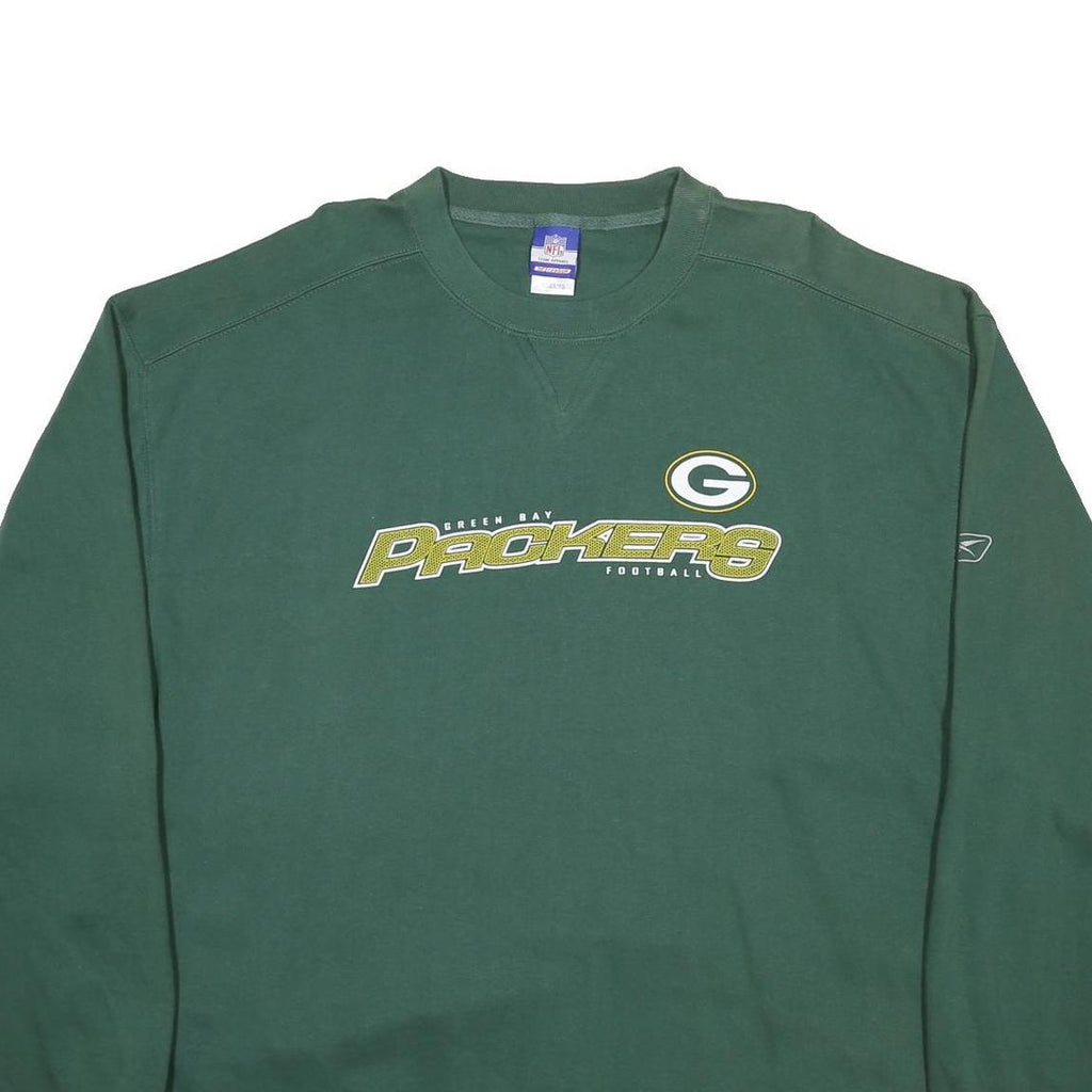 REEBOK X NFL Mens Green Green Bay Packers Crew Neck XL Cotton Blend Sweatshirt