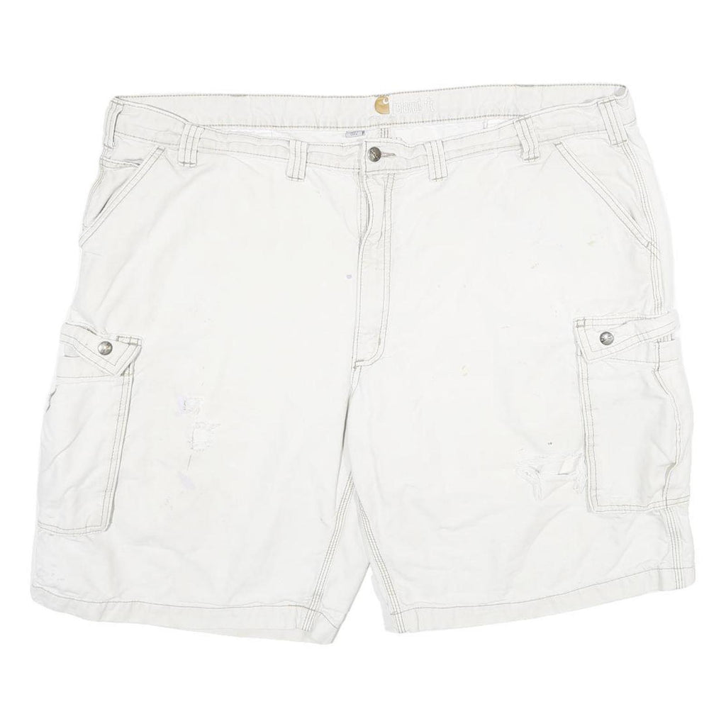 CARHARTT Mens White Cargo Cotton Shorts 4XL W48 Large Pocket Utility Workwear