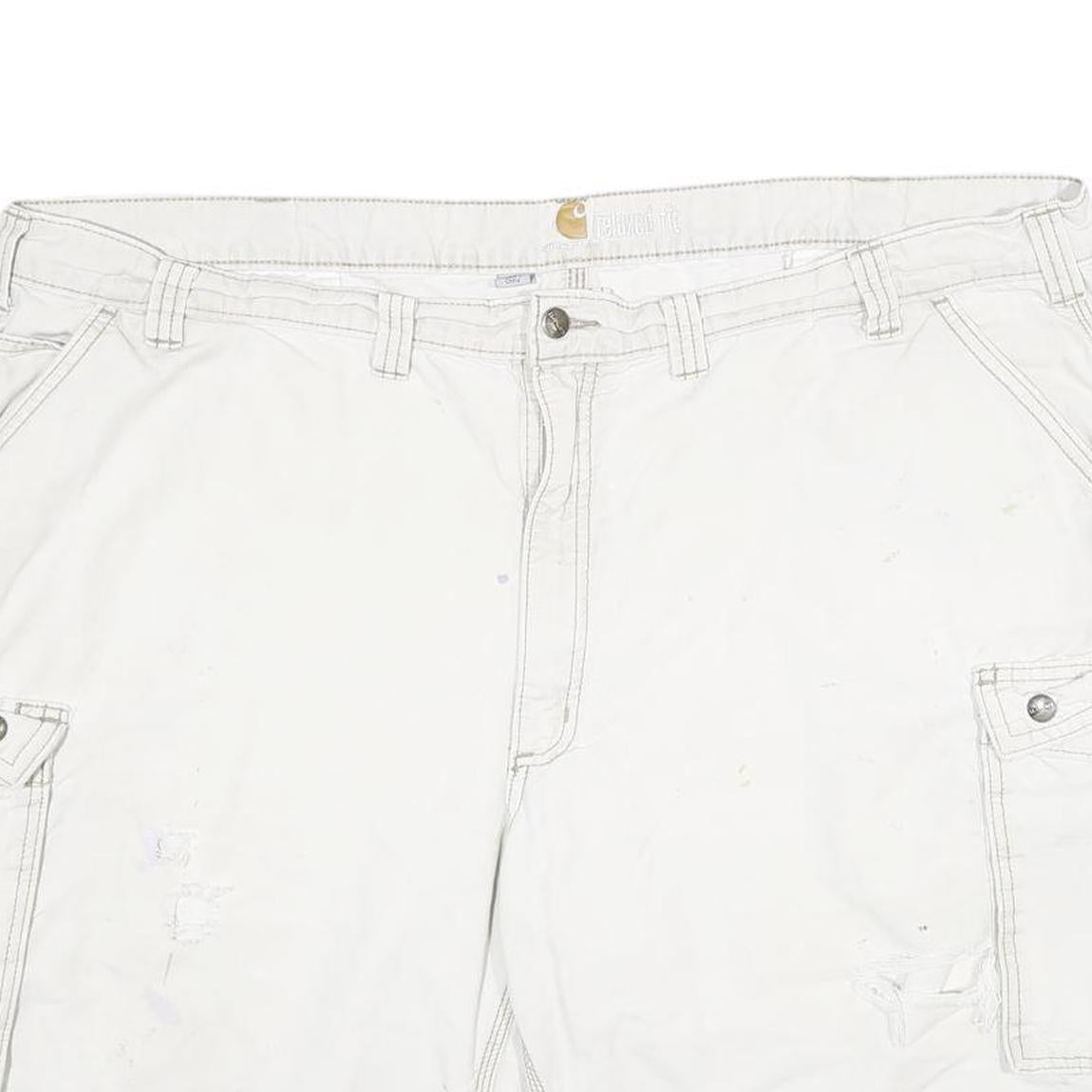 CARHARTT Mens White Cargo Cotton Shorts 4XL W48 Large Pocket Utility Workwear