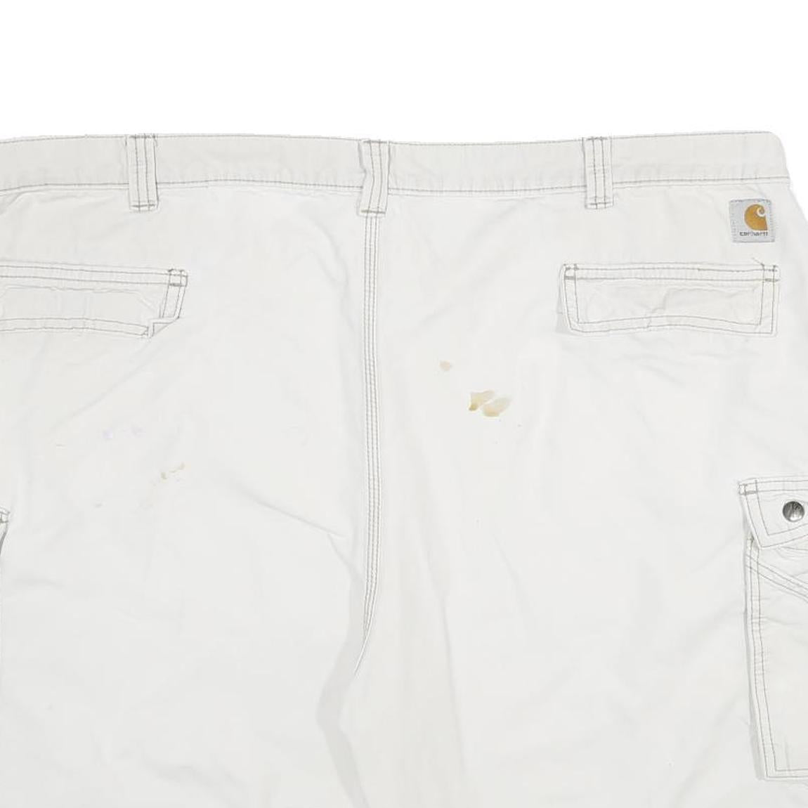 CARHARTT Mens White Cargo Cotton Shorts 4XL W48 Large Pocket Utility Workwear