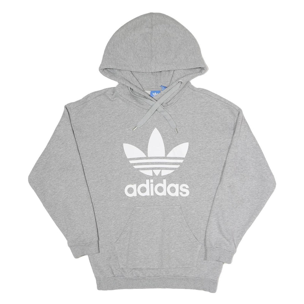 ADIDAS Womens Grey Cotton Blend Hoodie UK 10 Trefoil Logo Pullover
