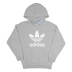 ADIDAS Womens Grey Cotton Blend Hoodie UK 10 Trefoil Logo Pullover