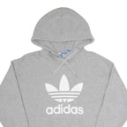 ADIDAS Womens Grey Cotton Blend Hoodie UK 10 Trefoil Logo Pullover