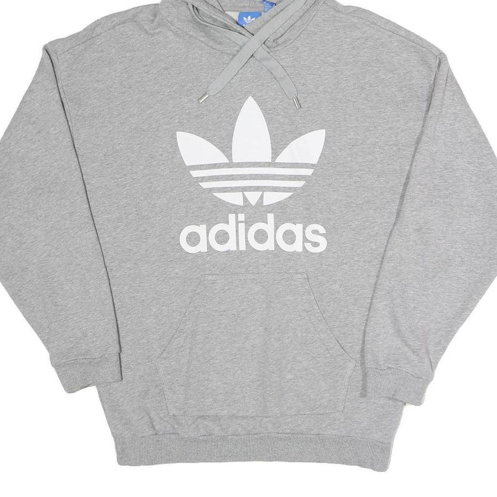 ADIDAS Womens Grey Cotton Blend Hoodie UK 10 Trefoil Logo Pullover