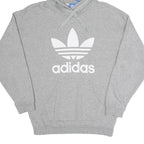 ADIDAS Womens Grey Cotton Blend Hoodie UK 10 Trefoil Logo Pullover