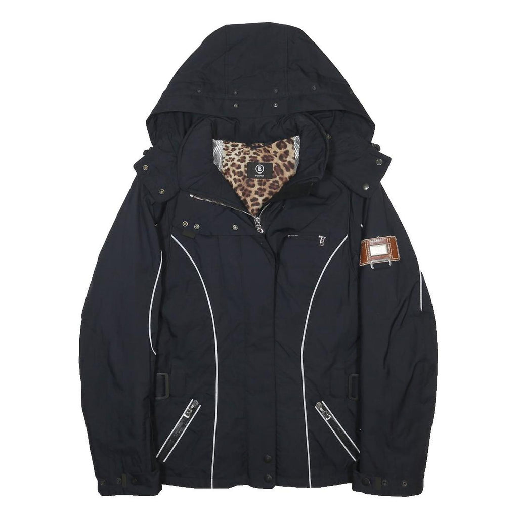 BOGNER Womens Black Jacket M Polyamide Plain Zip Hooded Winter Sport Activewear