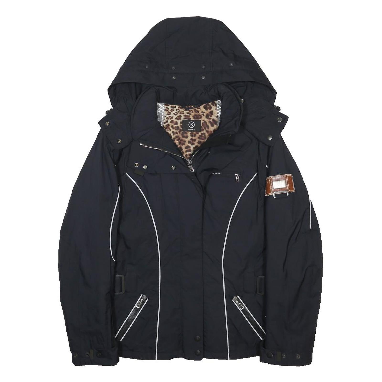 BOGNER Womens Black Jacket M Polyamide Plain Zip Hooded Winter Sport Activewear