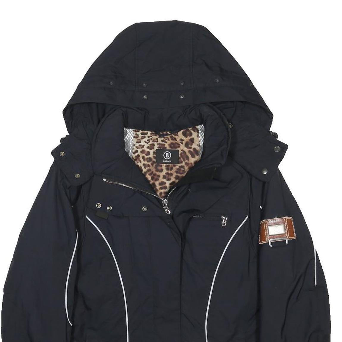 BOGNER Womens Black Jacket M Polyamide Plain Zip Hooded Winter Sport Activewear