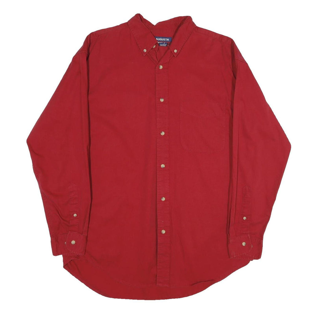 AUGUSTA Mens Red Plain Shirt L Button-Down Collar Long Sleeve Classic Fit