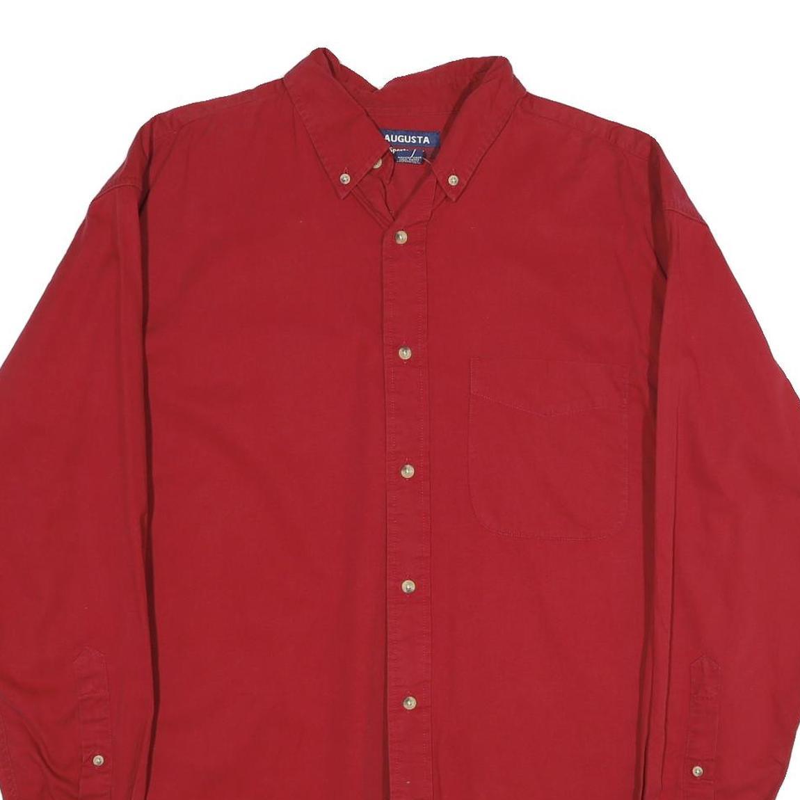 AUGUSTA Mens Red Plain Shirt L Button-Down Collar Long Sleeve Classic Fit