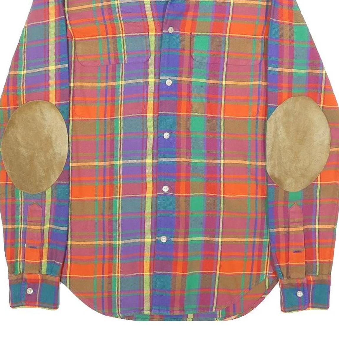 RALPH LAUREN Womens Orange & Purple Plaid Shirt S Cotton Long Sleeve Button