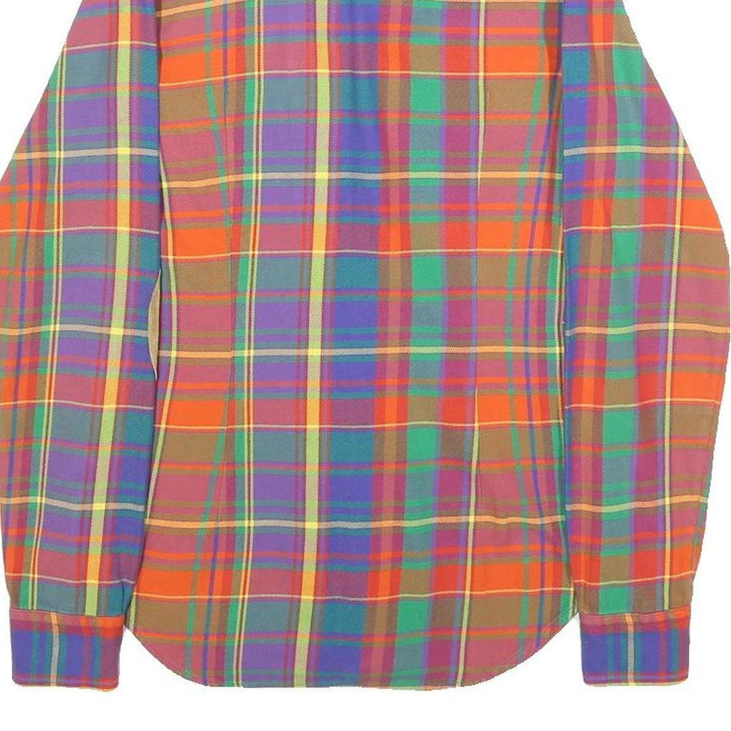 RALPH LAUREN Womens Orange & Purple Plaid Shirt S Cotton Long Sleeve Button