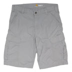 CARHARTT Mens Grey Cargo Shorts M W34 Relaxed Fit Polyester Blend Durable
