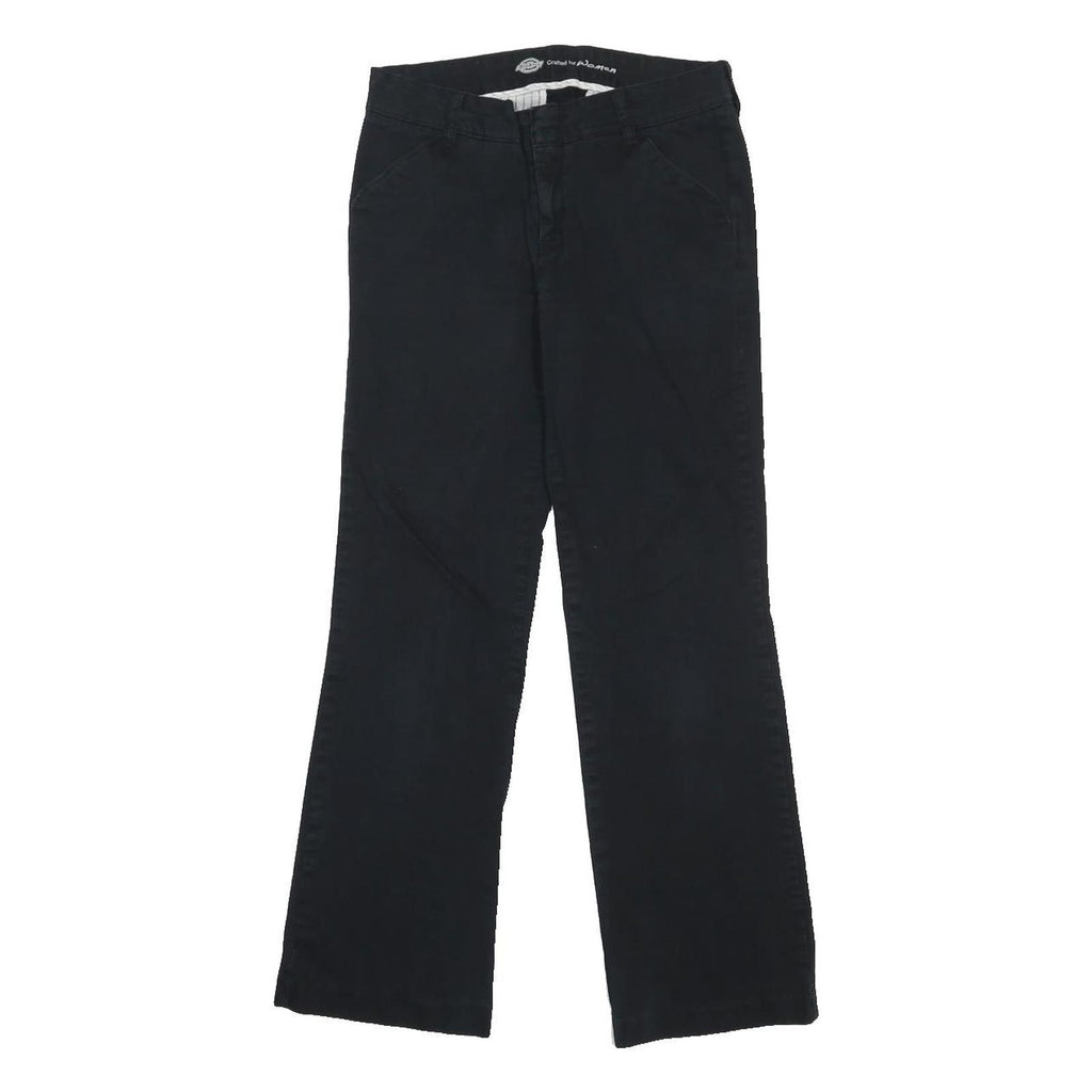 DICKIES Womens Cotton Blend Black Relaxed Straight Trousers W28 L29 Workwear Zip