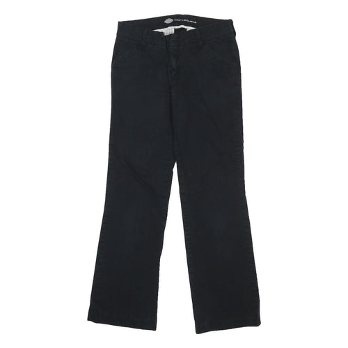DICKIES Womens Cotton Blend Black Relaxed Straight Trousers W28 L29 Workwear Zip