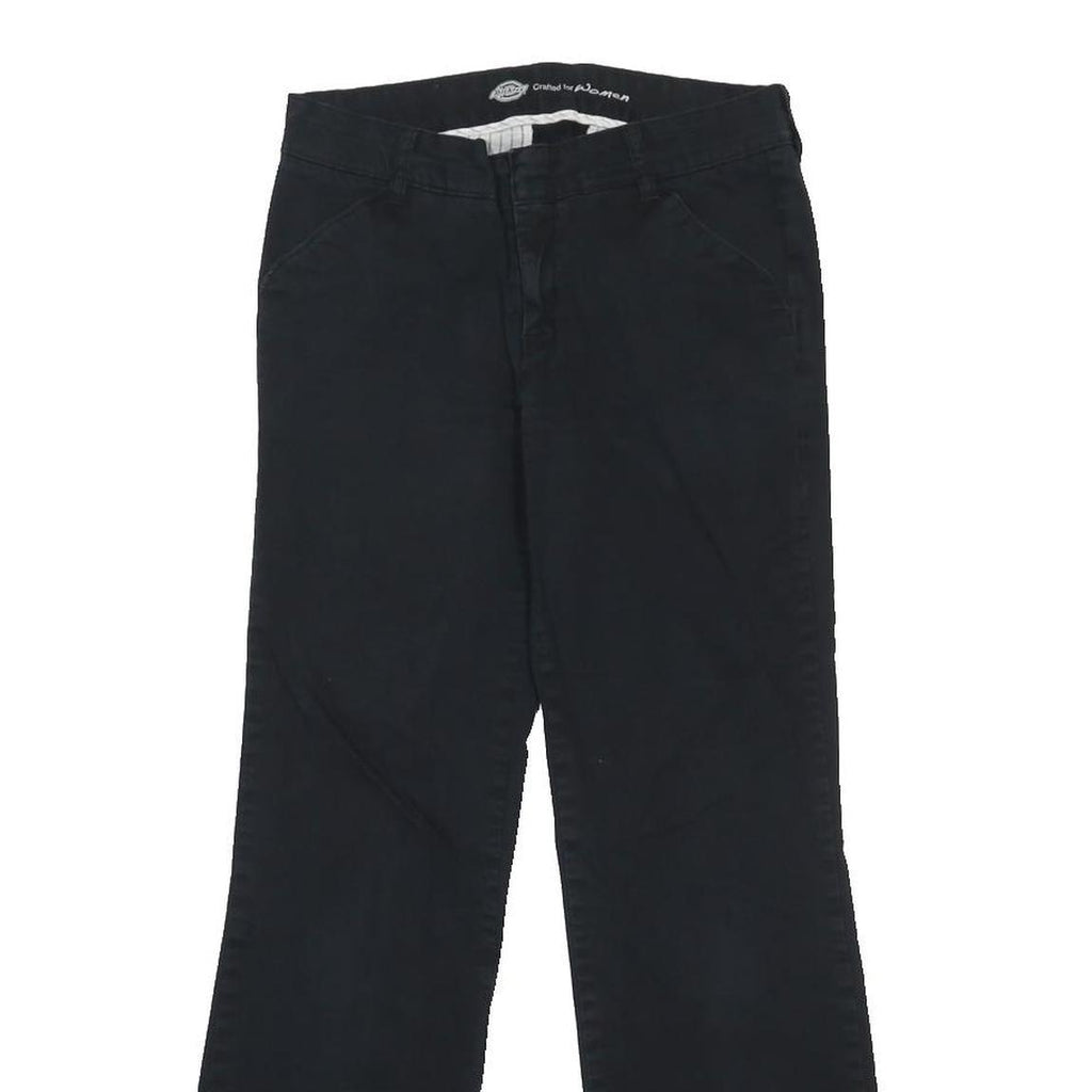 DICKIES Womens Cotton Blend Black Relaxed Straight Trousers W28 L29 Workwear Zip
