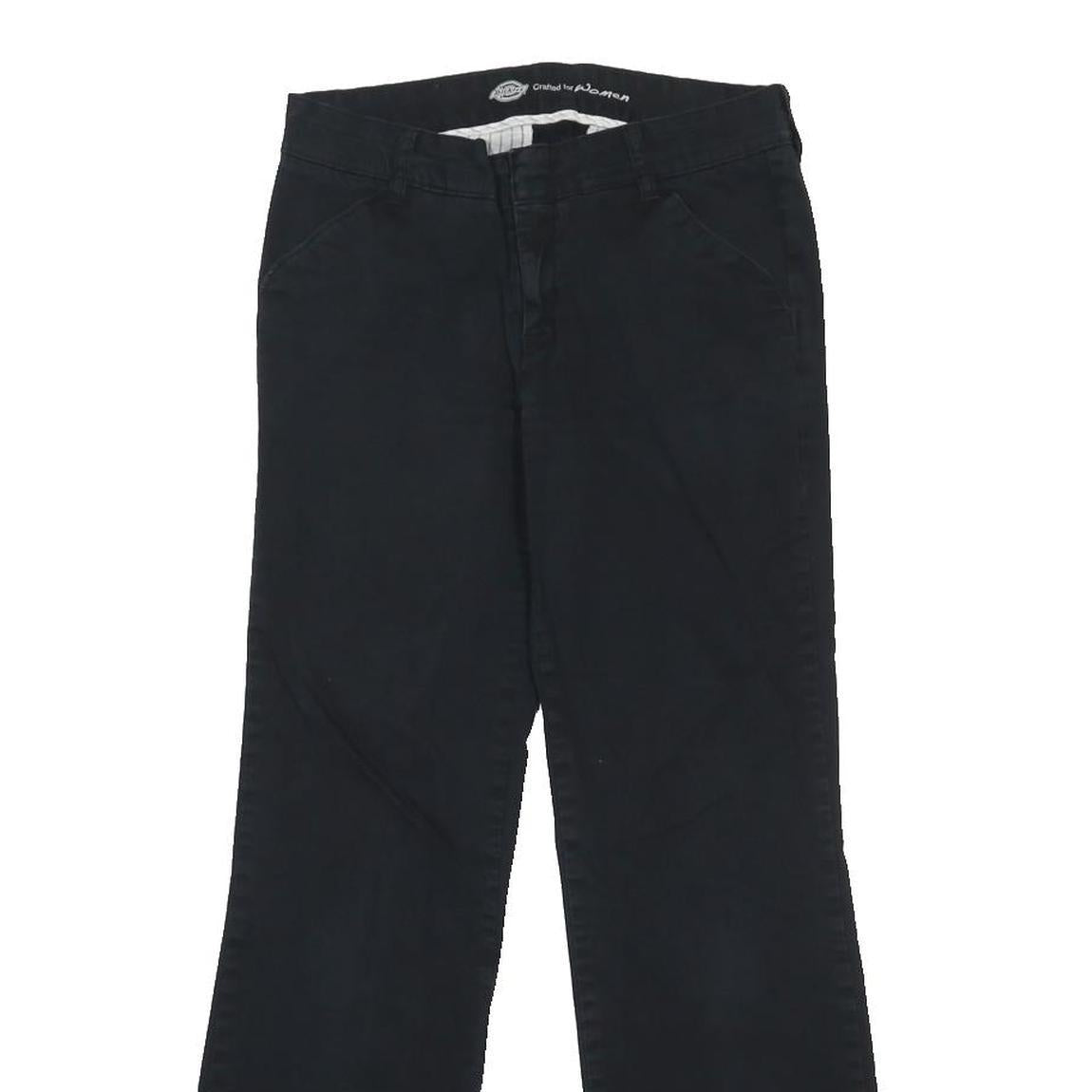 DICKIES Womens Cotton Blend Black Relaxed Straight Trousers W28 L29 Workwear Zip