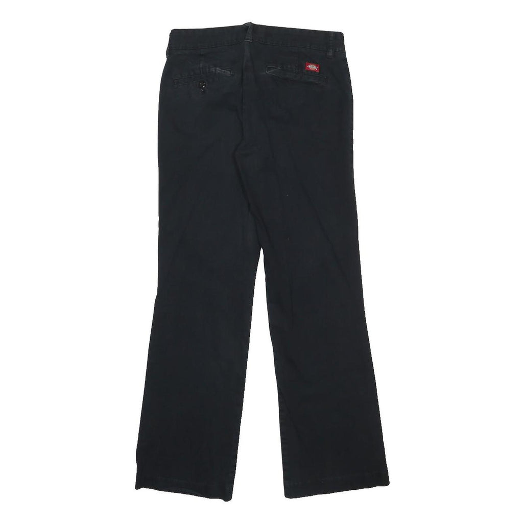 DICKIES Womens Cotton Blend Black Relaxed Straight Trousers W28 L29 Workwear Zip