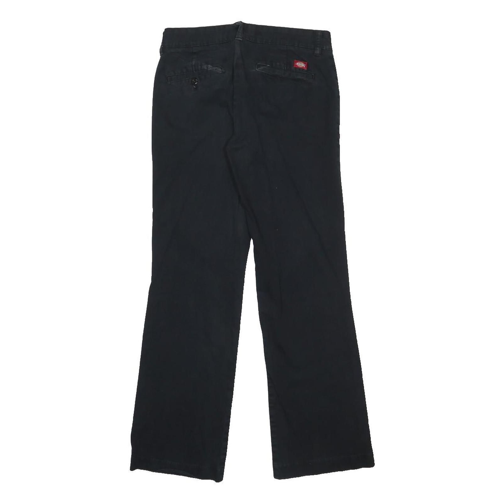 DICKIES Womens Cotton Blend Black Relaxed Straight Trousers W28 L29 Workwear Zip
