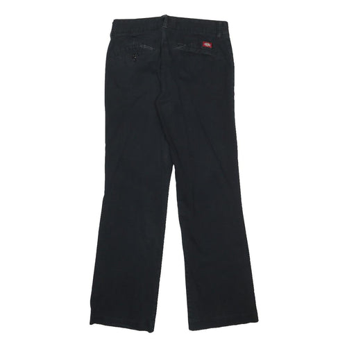 DICKIES Womens Cotton Blend Black Relaxed Straight Trousers W28 L29 Workwear Zip