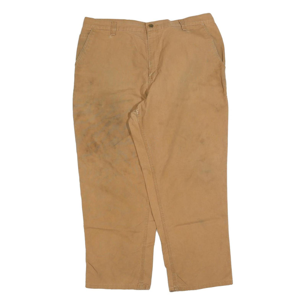 CARHARTT Mens Regular Fit Jeans Beige Cotton Blend Zip W42 L30 Workwear Durable