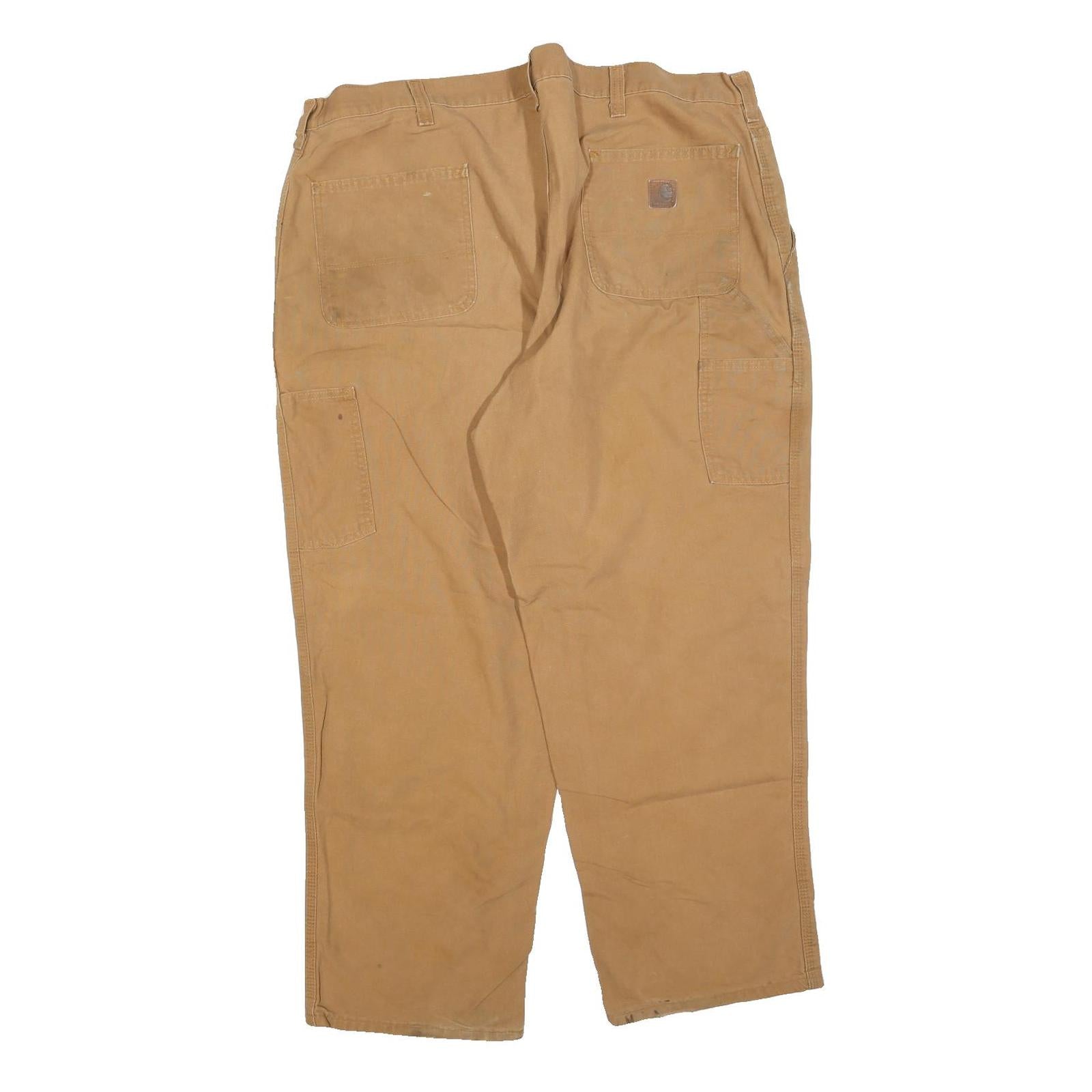 CARHARTT Mens Regular Fit Jeans Beige Cotton Blend Zip W42 L30 Workwear Durable